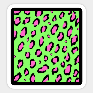 Green Pink Neon Leopard Print Animal Sticker